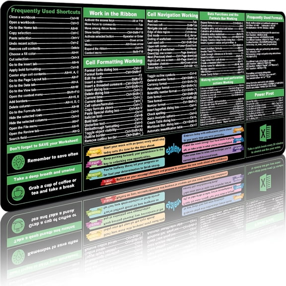 GJX 2026 New Cheat Sheet Desk Pad(35.4"X15.7") Large Keyboard Shortcut&Formulas Reference Mouse Pad for Windows Pc | Waterproof Non-Slip Office Desk Mat for Accountants,Students&Work Productivity