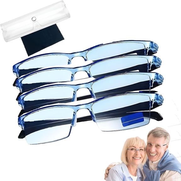 GJX 2026 New Clear Automatic Zoom Reading Eyeglasses,Smart Look Far and Near Blue Glasses for Reading, Computer, Driving, Outdoor