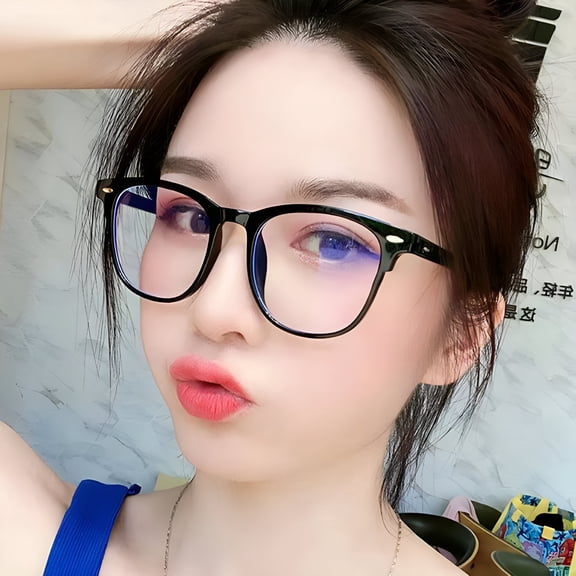 GJX 2026 New Clear Lens Glasses Square Anti-Radiation Portable Simple Style High Clarity Eye Protection Eyewear Retro Frame Computer Anti-Blue Ray Glasses for Office Clarity Glasses