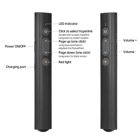 GJX 2026 New Clicker for Powerpoint Presentations,100 Feet 2 in 1 Slides Clicker Presentation Pointer - Black