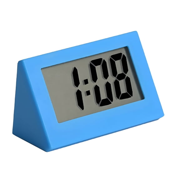 GJX 2026 New Clock Led Bedside 24H Digital Electronic Clocks Kitchen Time Date Study Student Household Triangular Travel Calendar for Bedroom Office Dorm Blue