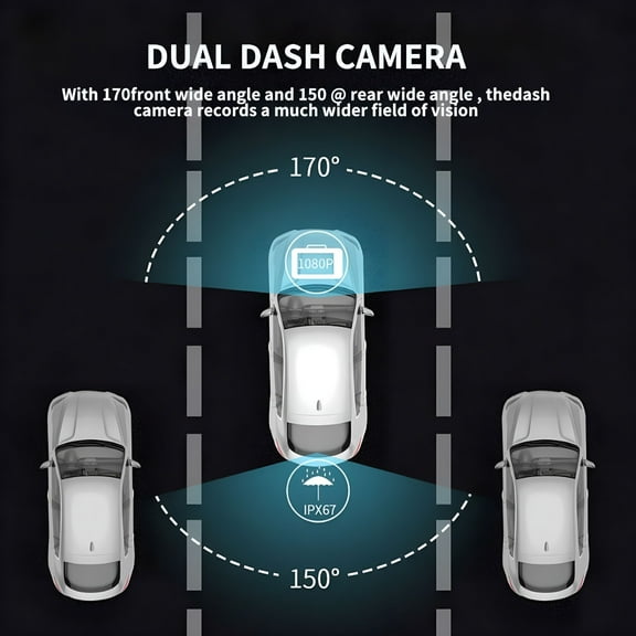 GJX 2026 New Dash Cam Front and Rear, Dash Camera for Cars, Super Night Vision, Car Dash Cam 480P Dashboard Camera with G-Sensor, Parking Monitor, Loop Recording, Motion Detection Car Camera