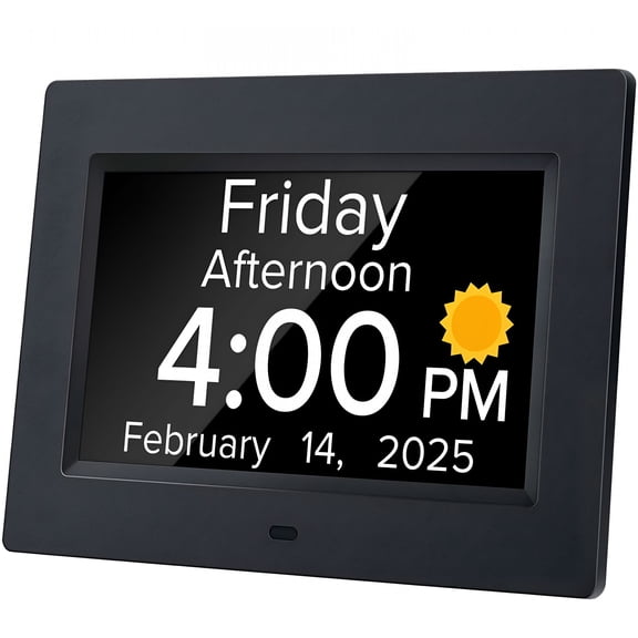 GJX 2026 New Digital Alarm Clock for Dementia Seniors with Date and Day of Week,Large Digital Wall Clock Voice Announcement Time,Black