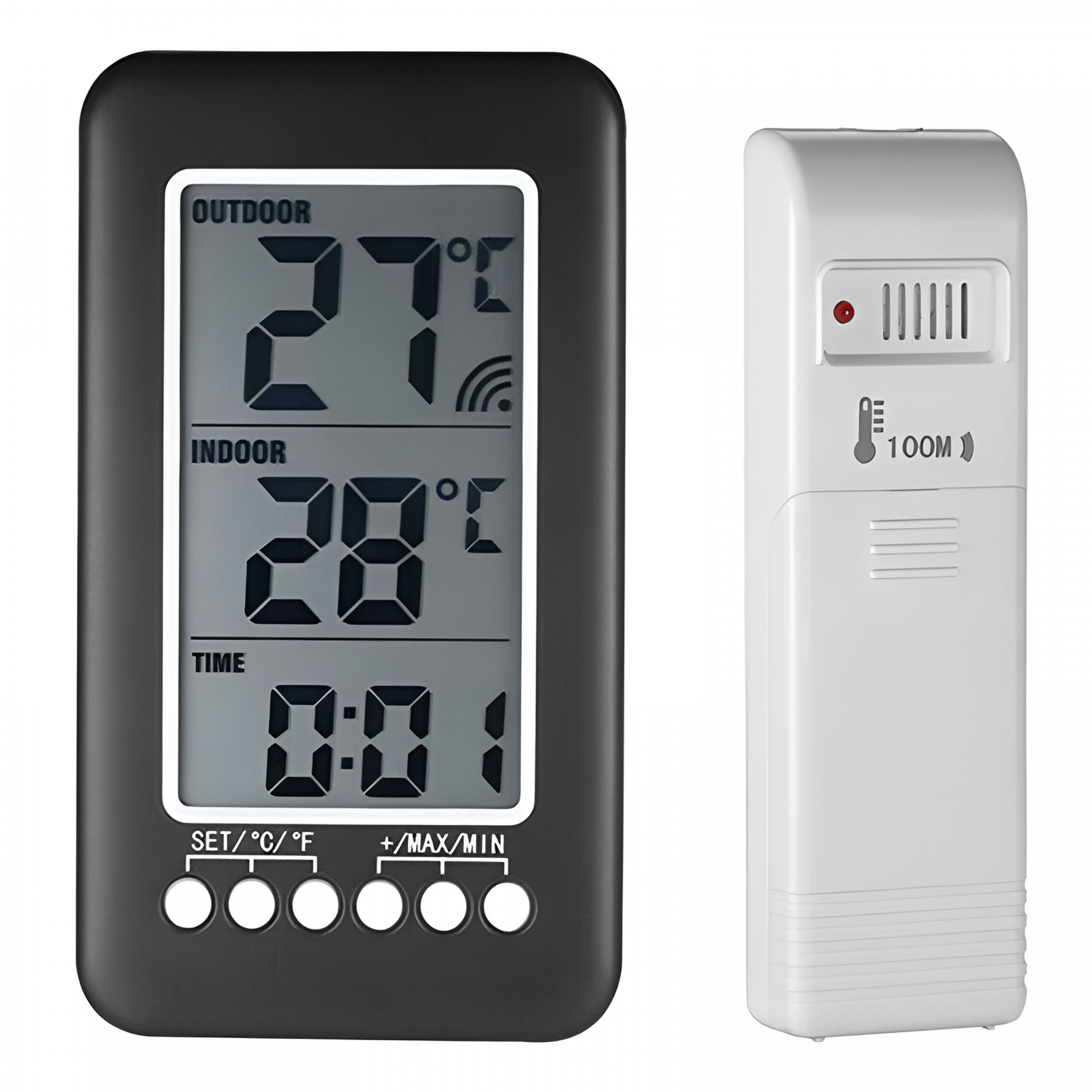 GJX 2026 New Digital Wireless Indoor Outdoor Thermometer with Portable Transmitter Indoor Outdoor Thermometer Wireless for Home Office Greenhouse Patio Garden