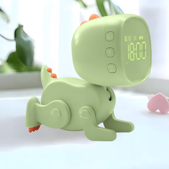 GJX 2026 New Dinosaur Alarm Clock for Boys and Girls Bedroom,Led Cute Bedside Clock with Digital Display,Sleep Trainer for Children,Wake-Up Light and Night Light for Kids (Green)