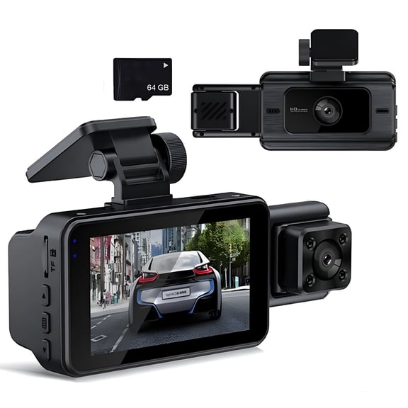 GJX 2026 New Dual 1080P Dash Cam with Wifi,Ir Night Vision,Gravity Sensor,And 64Gb Card for Car Safety and Convenience for Driving,Vehicle Security,Road Trips,Accident Recording