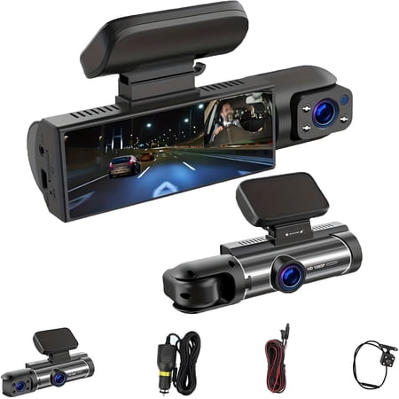 GJX 2026 New Dualview Dash Cam 1080P,Car Camera-Dash Cam Front and Rear Wireless,24H Parking 1080P Hd Vision Wide Angle Traffic Recorder,G Sensor Night Vision 3.16 in Screen (Front+Rear,Regular)
