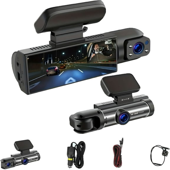 GJX 2026 New Dualview Dash Cam 1080P,Car Camera-Dash Cam Front and Rear Wireless,24H Parking 1080P Hd Vision Wide Angle Traffic Recorder,G Sensor Night Vision 3.16 in Screen (Front+Rear,Regular)