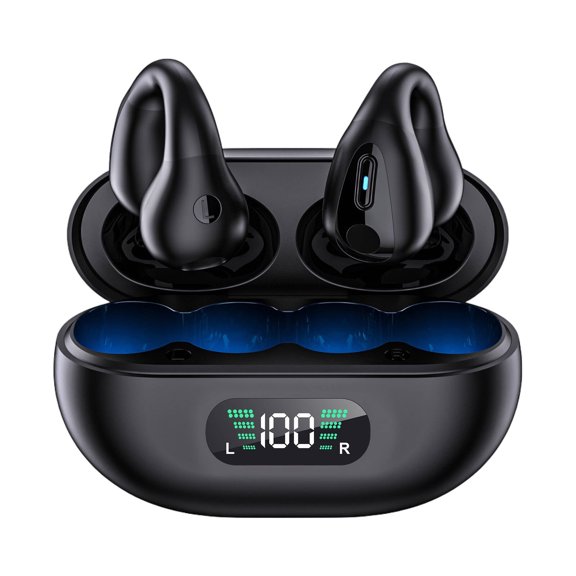 GJX 2026 New Ear Buds Ideal for Daily Wear Wireless Earbuds Fits Securely in Place Headphones for Running Gym Travel Office Wireless Black