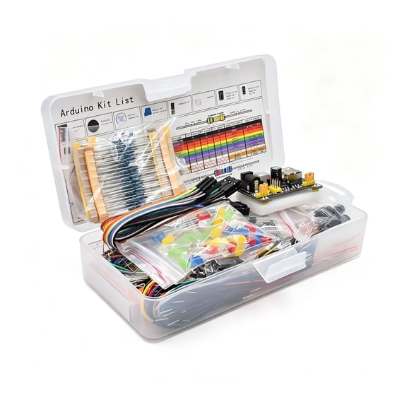 GJX 2026 New Electronic Component Starter Kit Wires Breadboard Buzzer Led for Electronics Projects,Diy,Learning,Prototyping,Arduino,Robotics,Circuit Building.
