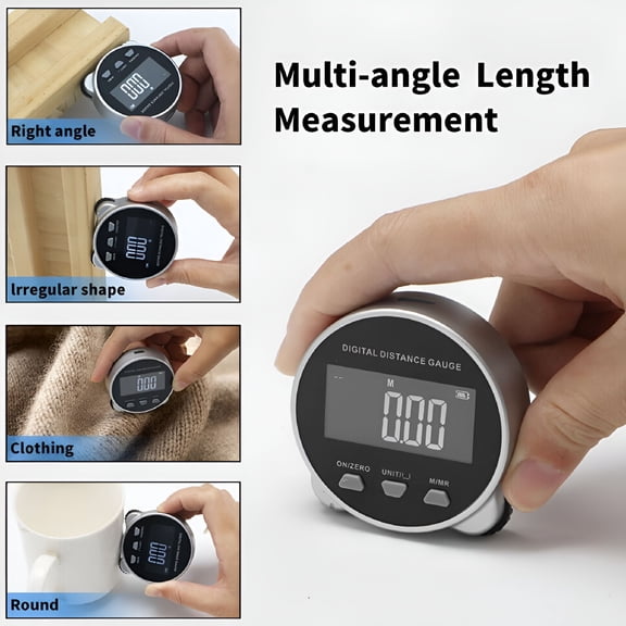 GJX 2026 New Electronic Tape Measure with Lcd Display Digital Ruler Rechargeable 200M Up for Construction, Woodworking, Diy, Engineering