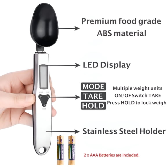 GJX 2026 New Electronic Weighted Spoon - Stainless Steel Digital Kitchen Scale,500G/0.1G Measuring Spoons,Baking Powder Scale with Lcd Display
