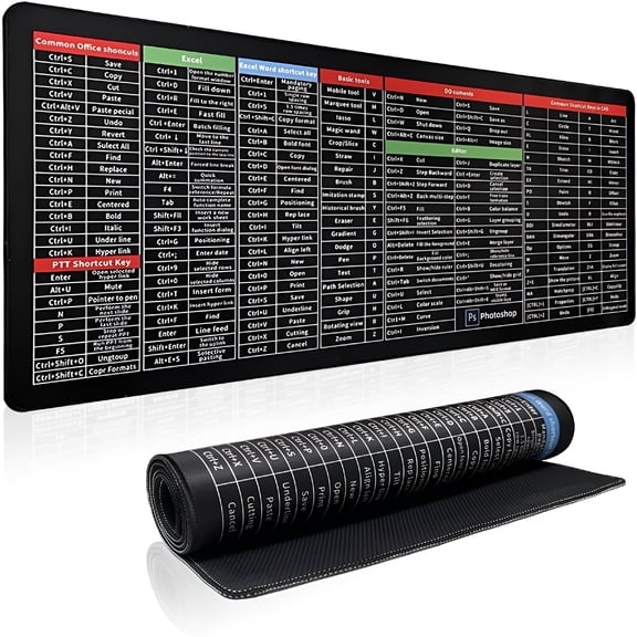 GJX 2026 New Excel Cheat Sheet Desk Pad,Excel Shortcuts Keys Mouse Pad,Excel Shortcut Mousepad,Office Desk Mat,Excel Mouse Pad,Large Mouse Pad,Xl Xxl Mouse Pad