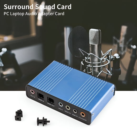 GJX 2026 New External 6 Channel 5.1 Audio Usb Optical Sound Card Adapter for Laptop Computer for Audio Enhancement,Gaming,Music Production,Movie Watching,Home Theater,Computer Audio.