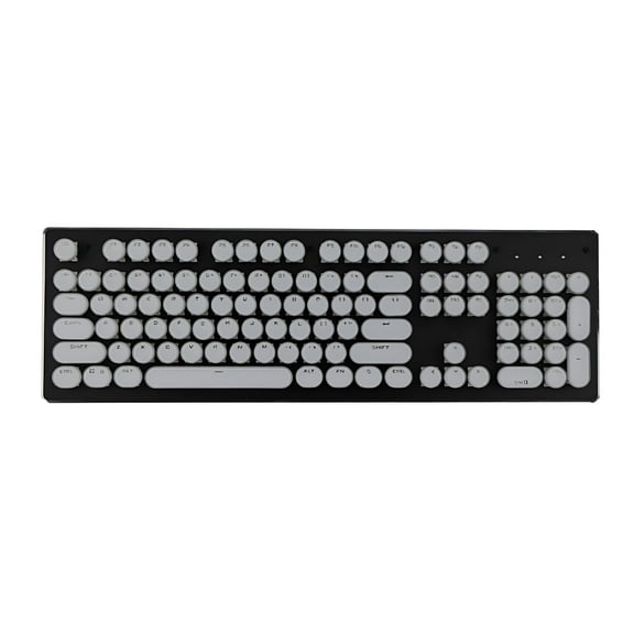 GJX 2026 New Fancy Led Gaming Mechanical Keyboard Steampunk Typewriter Round Key Cap 104 Keys Backlit Classy Player Stylized