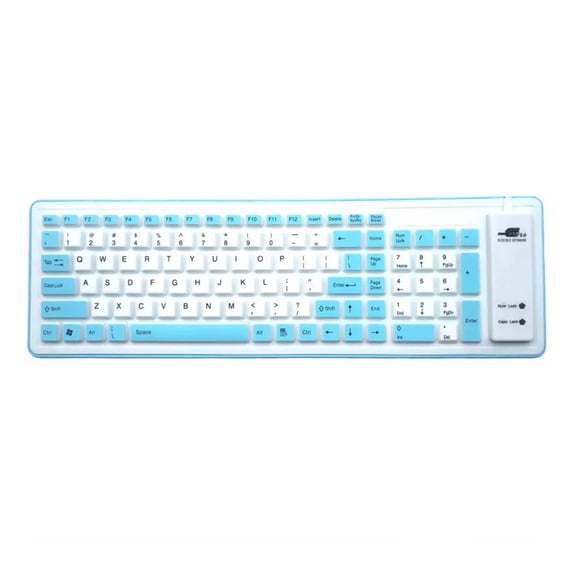 GJX 2026 New Foldable Keyboard Soft and Lightweight Usb Keyboard Premium Silicone Material Silent and Distraction-Free Folding Keyboard Blue for Travel Work Study Mobile Setups On-The-Go Typing