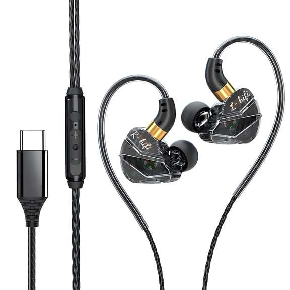 GJX 2026 New Gaming Earbuds with Mic,Usb C Wired Earbuds with Microphone,In-Ear Headphones for Gaming,Compatible with All Usb C Devices