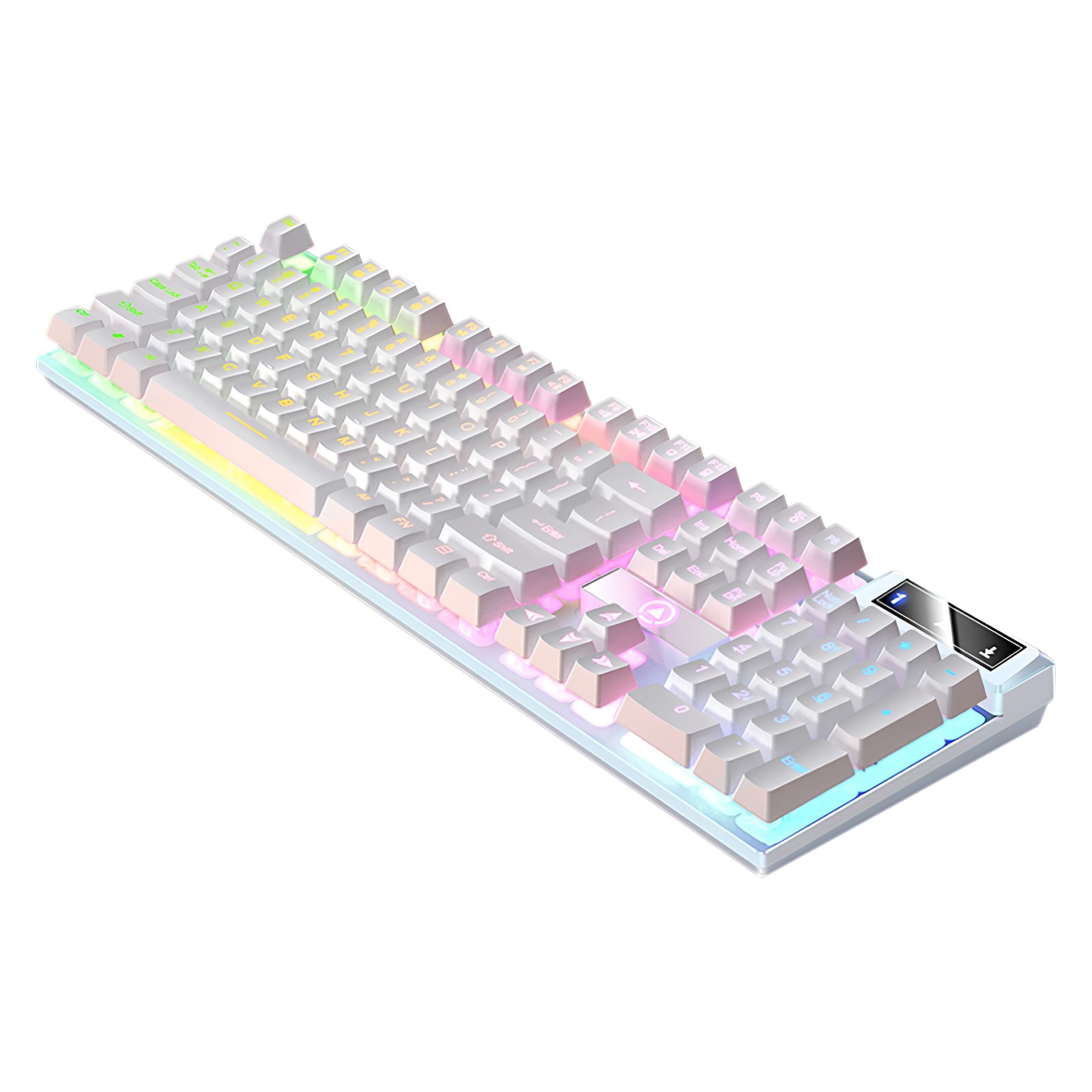 GJX 2026 New Gaming Keyboard Usb Wired Floating Keyboard,Ergonomic Water-Mechanical Feeling Keyboard,Ultra-Slim Led Backlit Keyboard for Desktop,Computer Keyboard White