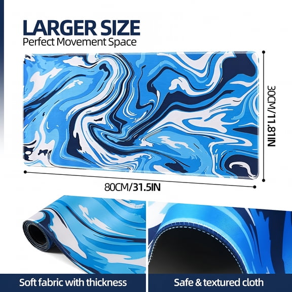 GJX 2026 New Gaming Mouse Pad,Fluid Pattern Mouse Pad 31.5X11.8Inch Large Extended Computer Mouse Mat Keyboard Full Desk Mousepad for Gaming,Office,Home-Blue