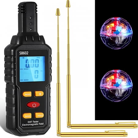 GJX 2026 New Ghost Hunting Kit – Emf Detector,Led Cat Balls&Copper Dowsing Rods for Paranormal Investigations for Home,Basement,Attic,Haunted Locations (5-Piece Set)