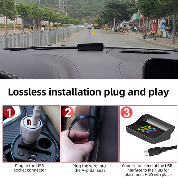 GJX 2026 New Gps Hud Digital Speedometer Head Up Display for All Car Kmh Windshield Projector for Cars,Trucks,Suvs,Motorcycles,Vehicles,Navigation Systems,Driving Safety