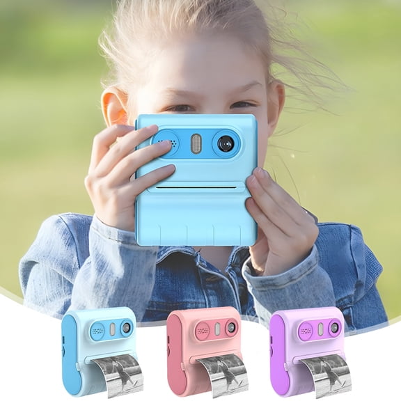GJX 2026 New Hd Double Camera Kids Print Camera 2.4 Inch Instant Print Thermal Printing Kids Camera Printing Lightweight and Portable Easy to Operate Blue Camera for Kids Instant Print