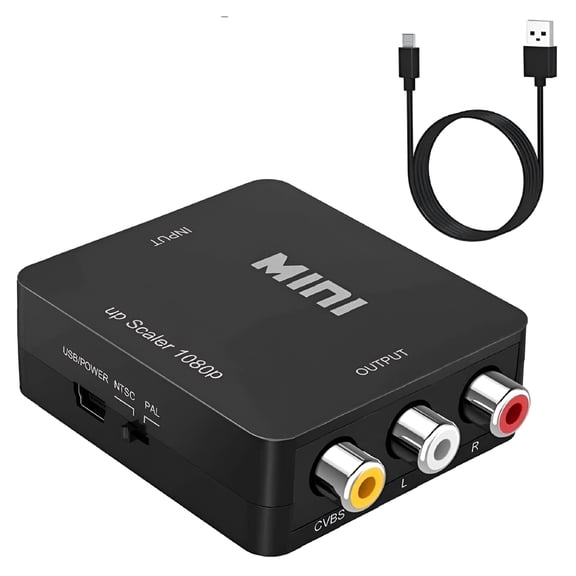 GJX 2026 New Hd Multimedia Connection to Rca,1080P Hd Multimedia Connection to Av 3Rca Cvbs Composite Video Audio Converter Adapter Supports Pal/Ntsc for Tv Stick, Tv,Pc,Xbox,Hdtv,Dvd-Black