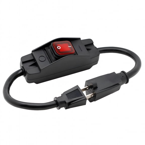 GJX 2026 New Heavy Duty Inline Cord Switch 16A 250V 25A 125V Waterproof on Off Extension Switch with Red Indicator for High Amp Appliances