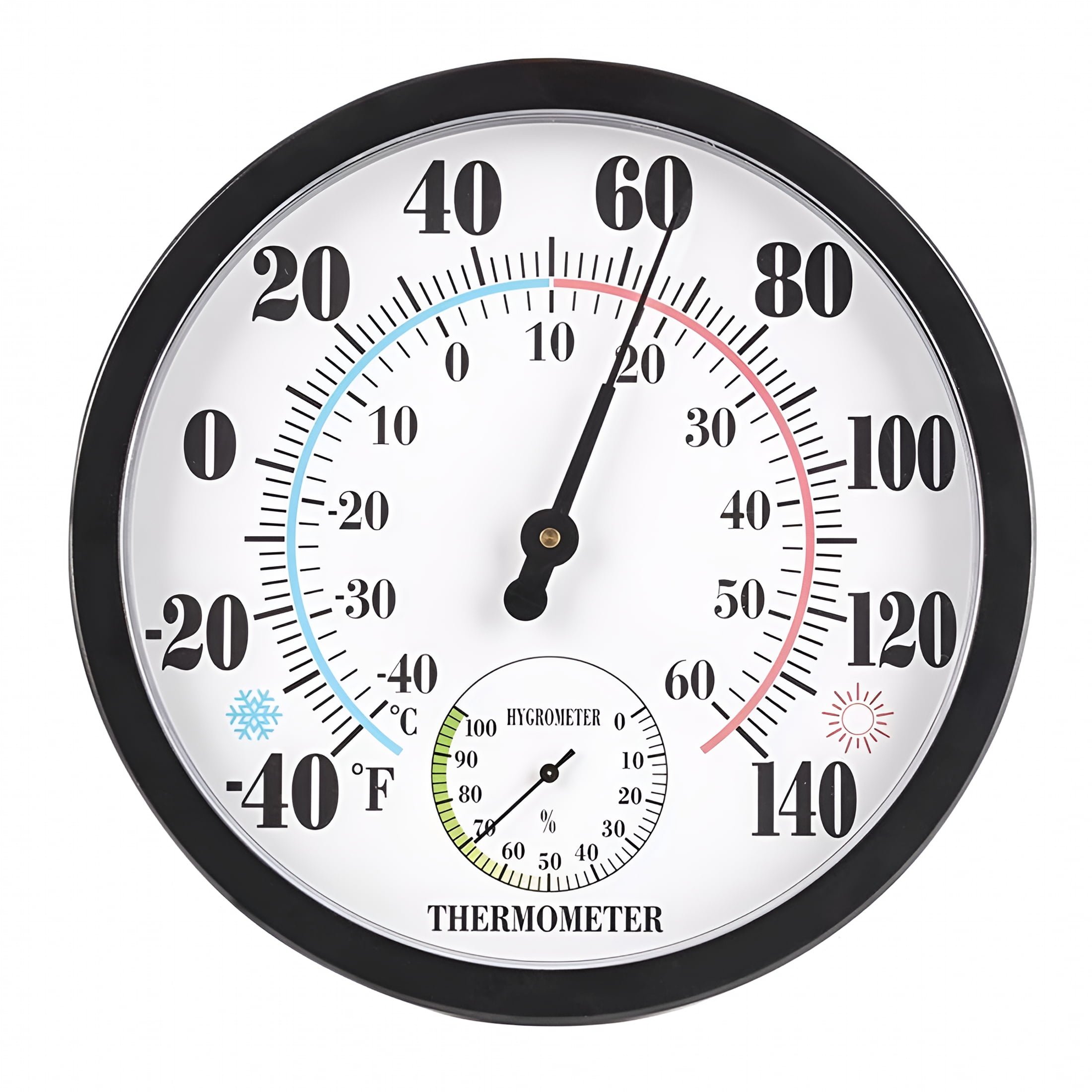 GJX 2026 New Indoor Outdoor Thermometer 10 Inch Outdoor Wall Hanging with Large White for Gardens, Patios, Porches, Backyards, Home Decor, Outdoor Spaces.