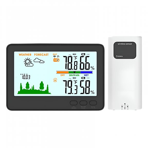 GJX 2026 New Indoor Outdoor Thermometer Wireless Battery Powered,High Precision Inside Outside Humidity Temperature with Alert,10S Backlight Weather Thermometers with 1 Sensor,330Ft Wireless