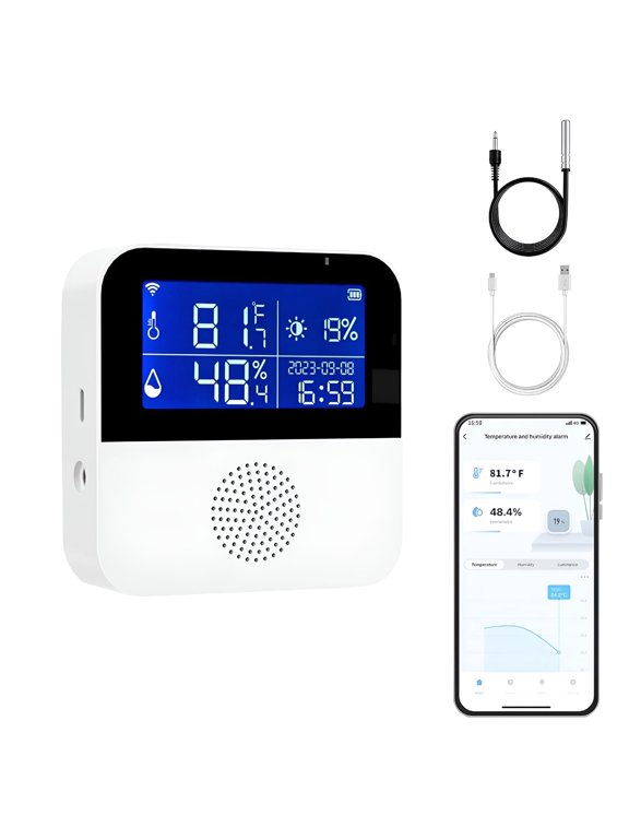 2026 New Indoor Outdoor Thermometer Wireless,Wifi Digital Thermometer with Smart App and Data Recording,Remote Monitor for Baby Rooms,Greenhouse Accessories