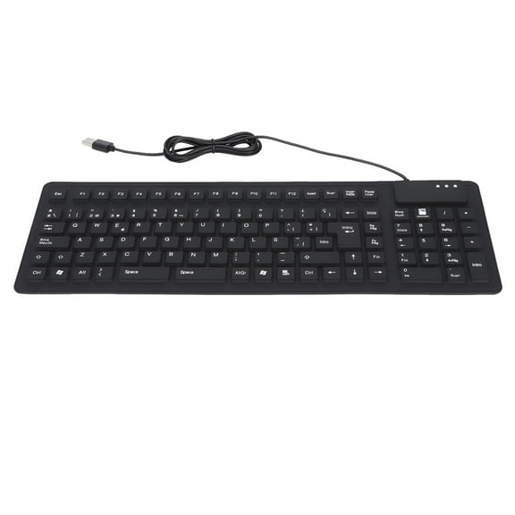 GJX 2026 New Keyboard 105 Key Spanish Usb Wired Portable Foldable Quiet Waterproof Dustproof Silicone Keyboard,For Travel,Home Office,Typing,Studying,Gaming