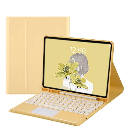GJX 2026 New Keyboard Case Anti-Slip Design Case with Keyboard Multi-Device Compatibility Compatible with Pad7/8/9 (10.2In) Keyboard Case for Ipad,Yellow