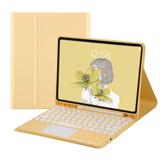 GJX 2026 New Keyboard Case Convenient Typing Experience Case with Keyboard Sturdy Shell Compatible with Ipad Mini 2/3/4/5 Keyboard Case for Ipad Yellow for Typing Work Study Travel Media Consumption