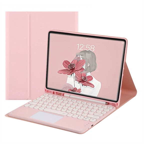 GJX 2026 New Keyboard Case Convenient Typing Experience Case with Keyboard Ultra-Thin and Lightweight Compatible with Pad7/8/9 (10.2In) Keyboard Case for Ipad,Pink