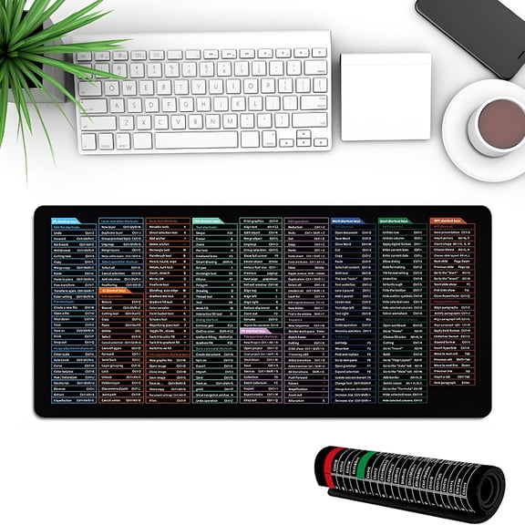 GJX 2026 New Keyboard Shortcut Mouse Pad for Work,Study,Gaming Cheat Sheet Desk Pad,Mouse Pad with Formulas,Shortcuts Mouse Pad Anti-Slip(06,400X900X3 Mm/15.7 * 35.4 * 0.12 In)
