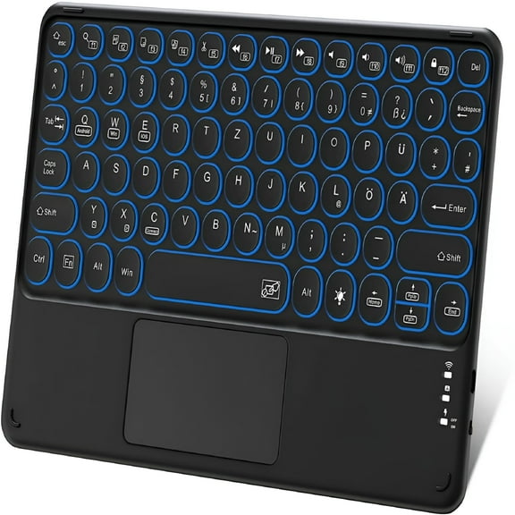 GJX 2026 New Keyboard with Touchpad Rechargeable Portable Wireless Tablet Keyboard with Trackpad and 7 Colors Backlit for Tablets,Laptops,Work,Home Office,School,Travel.