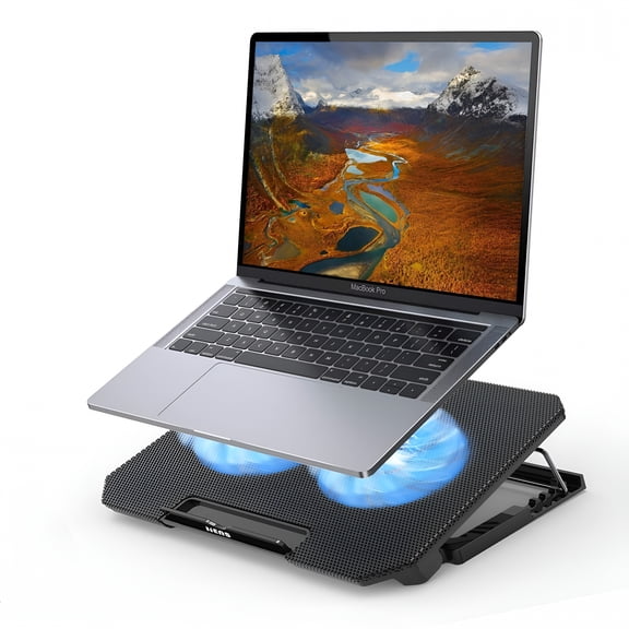 GJX 2026 New Laptop Cooling Pad with Adjustable Height,Two 5.1 Inches Fans,2 Usb Ports,Suitable for 12"-15.6" Laptops(Black),For Gaming,Work,Study,Home Office,Travel Use