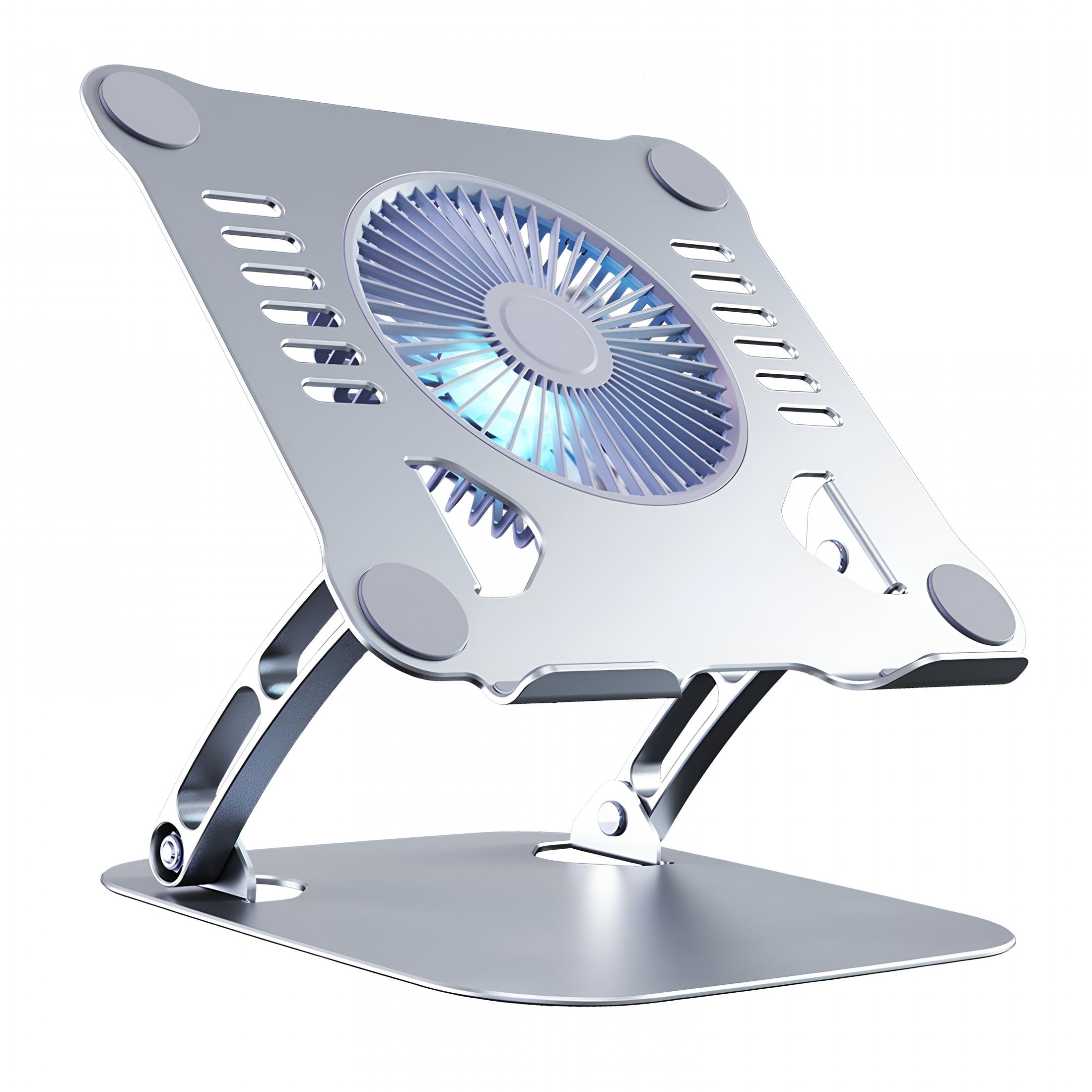 GJX 2026 New Laptop Holder with Cooling Fan Laptop Stand L Mount Quiet Fan Multi Angle Aluminium Alloy Adjustable Height Laptop Cooling Pad for Pc for Home,Office,Study,Gaming,Remote Work