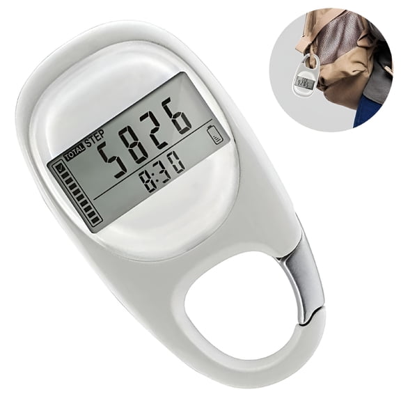 GJX 2026 New Lcd Display 3D Tri-Axis Sensor White Pedometer Clips for Walking,Running,Hiking,Fitness,Exercise,Daily Activity Tracking