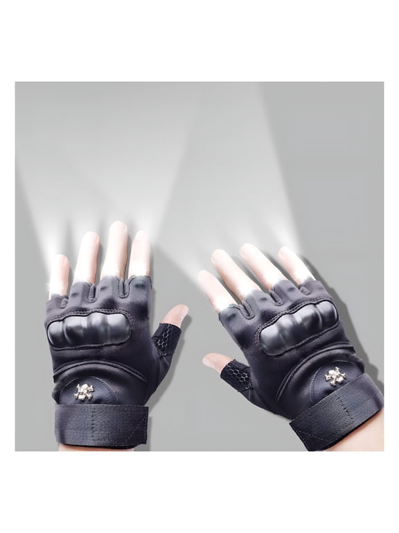 2026 New Led Flashlight Gloves,Half Finger Lighted Gloves Gifts for Men Women,Flashlight Gloves with 8 Leds Stocking Stuffers Cool Gadgets Christmas Birthday Gifts for Men and Women