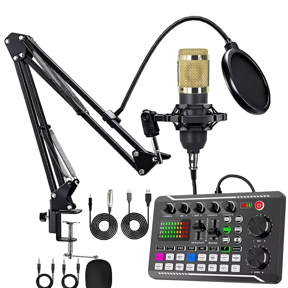GJX 2026 New Live Sound Card with Dj Mixer Effects,Voice Changer,Audio Mixer,Sound Mixer Board,Led Light Voice Changer Sound Card with Multiple Sound Effects for Live Streaming