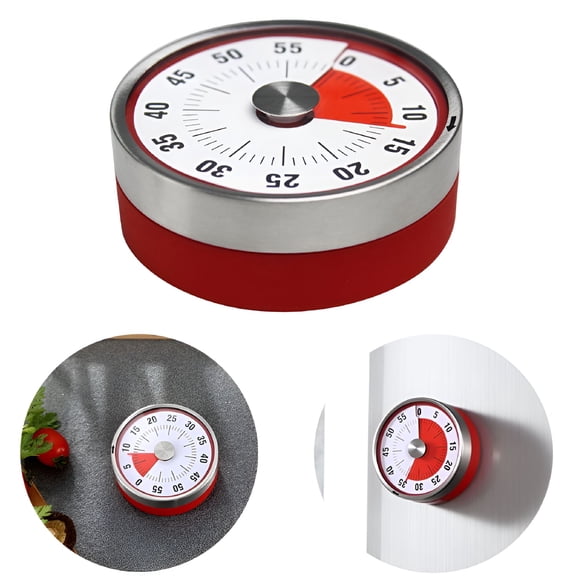 GJX 2026 New Magnetic Visual Kitchen Timer,Manual Rotate Countdown Timer for Food Cooking Loud Ring,Visible Time Reading Clock Timers for Kids Teachers,Audible Red Dial Analog Magnet Timer