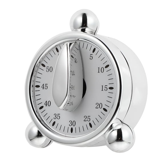 GJX 2026 New Mechanical Kitchen Timer Silver Plastic Easy Read for Baking Cooking for Baking, Cooking, Boiling, Roasting