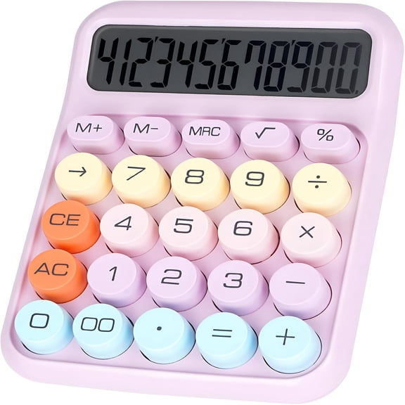 GJX 2026 New Mechanical Switch Calculator with Big Buttons,12 Digits,Large Lcd Display,Desk Calculator,Cute Calculators for Teachers Students Basic Office (Purple)