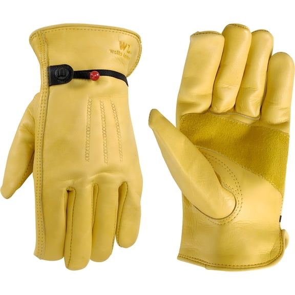 GJX 2026 New Men'S Cowhide Leather Work Gloves | Adjustable Wrist,Puncture and Cut Resistant | Large Forconstruction,Workshop,Mechanics,Gardening,Farm