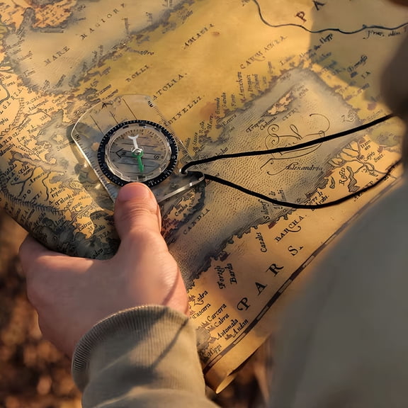 GJX 2026 New Mini Acrylic Compass Map Scale,Handheld Navigation Compass,Orienteering Hiking Survival Compass,North Pointer for Camping Trekking Outdoor,Lightweight Portable Compass Tool
