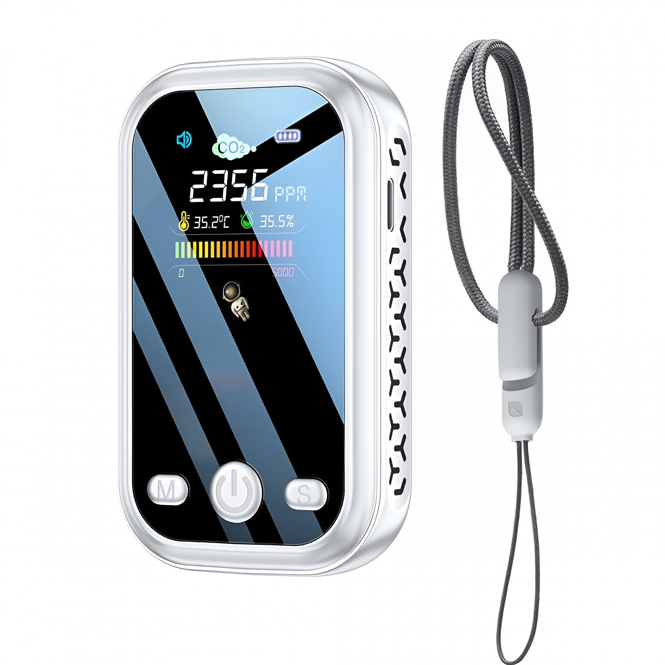 GJX 2026 New Mini Co2 Detector,Multi-Function Co2 Monitor Meter Air Quality Monitor Carbon Dioxide Detector Portable Temperature&Humidity Detector for Travel Home Indoor(White)