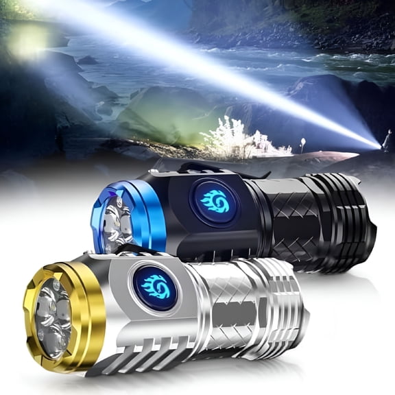 GJX 2026 New Mini Flash Super Power Flashlight, Rechargeable High Lumens Flashlight, 5 Modes, 10H Running for Camping,Hiking,Travel,Emergency (20Pcs Black+Silver)