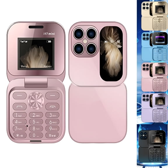 GJX 2026 New Mini Flip Mobile Phone 2 Sim Card Small Display Foldable Cell Phone Unlocked Flip Phone 2G Flip Cell Phone for Seniors Pink